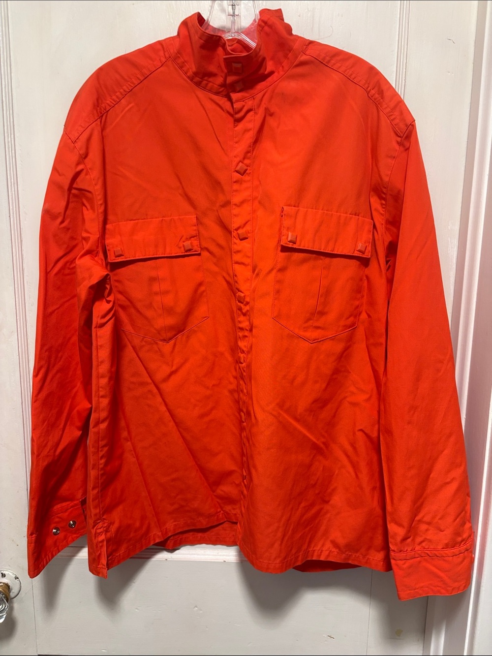 Obermeyer Vintage 70s Orange Snap Button Down Longsleeve Shirt 37037 Medium